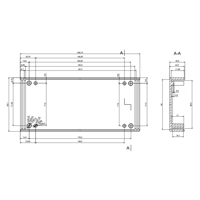 OBUDOWA PLASTIKOWA 200.2 X 90.1 X 49 Z5B JASNA