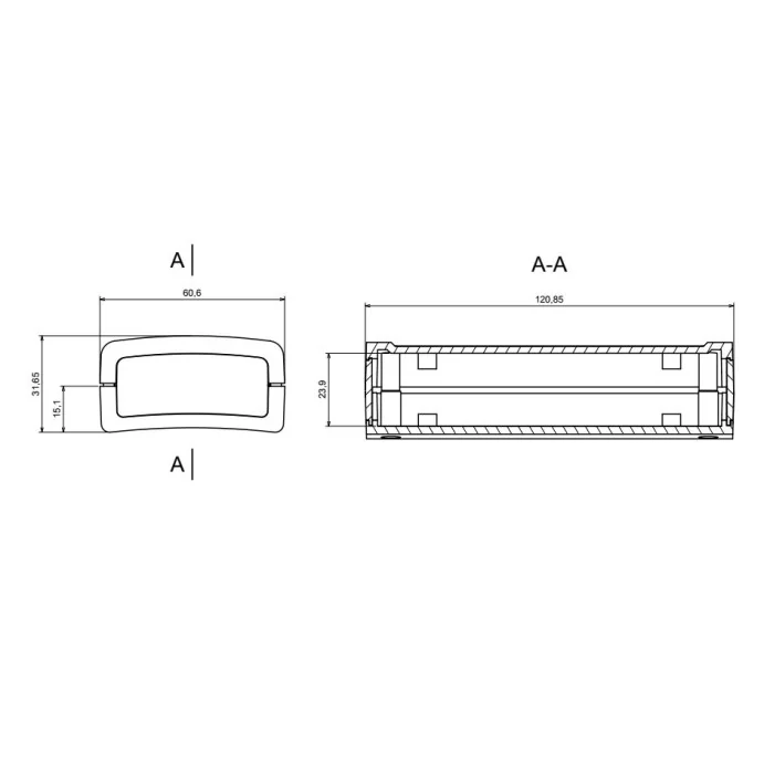 OBUDOWA PLASTIKOWA 120.8 X 60.7 X 31.1 Z97 JASNA