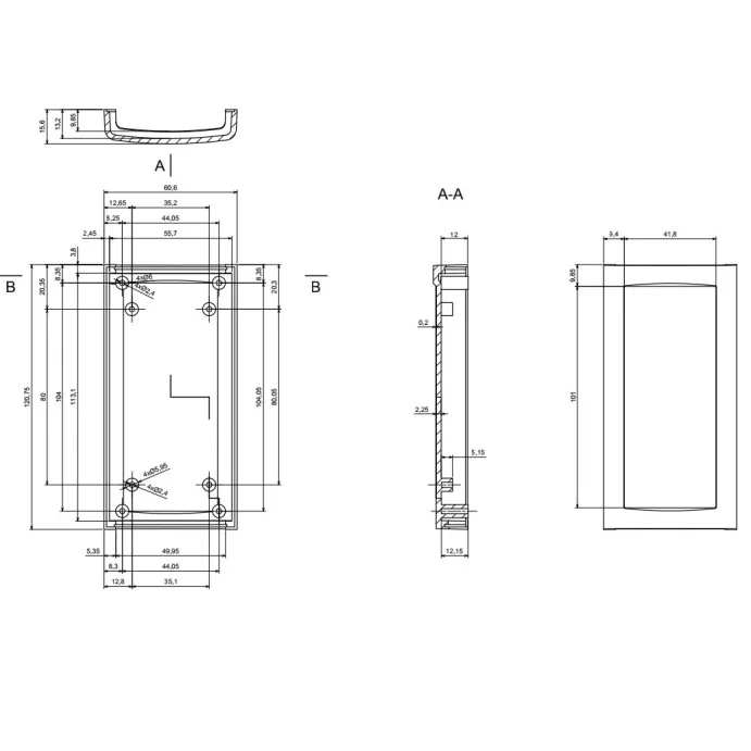 OBUDOWA PLASTIKOWA 120.8 X 60.7 X 31.1 Z97 JASNA