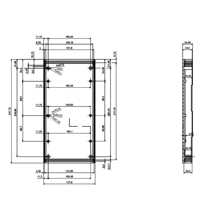 OBUDOWA PLASTIKOWA 258 X 128 X 48 Z37 CZARNA