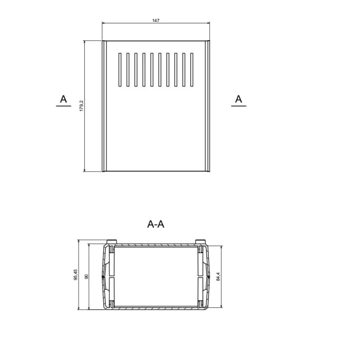 OBUDOWA PLASTIKOWA 178 X 147 X 90 Z2A CZARNA WENTYLOWANA