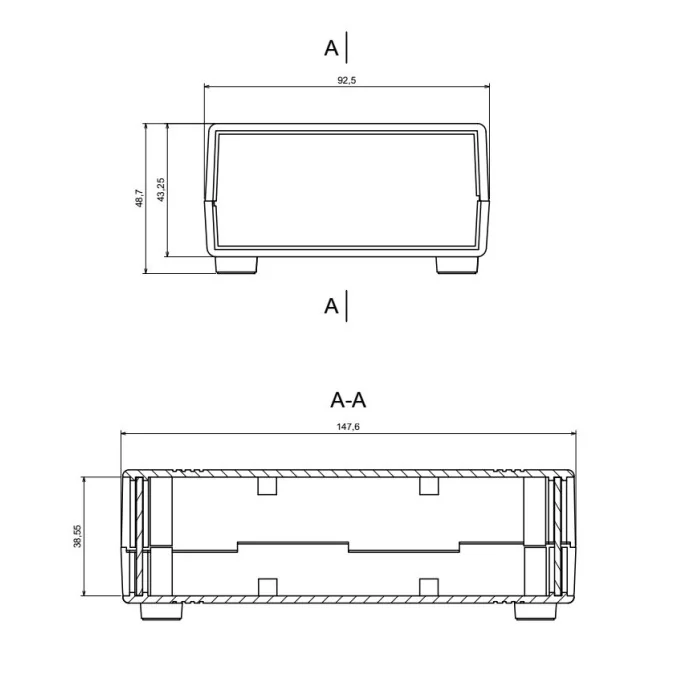 OBUDOWA PLASTIKOWA 146 X 91 X 43.3  Z50 CZARNA ABS