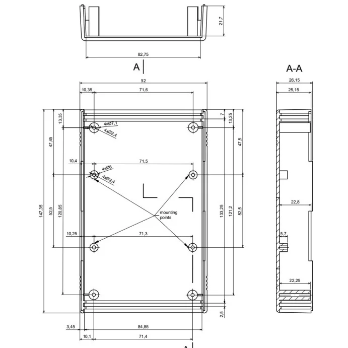 OBUDOWA PLASTIKOWA 146 X 91 X 43.3  Z50 CZARNA ABS