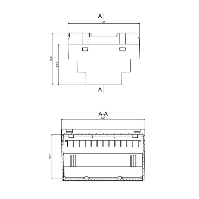 OBUDOWA MODUŁOWA NA SZYNĘ 105 X 90 X 65.3 Z110