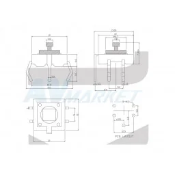 MIKROPRZEŁĄCZNIK 12*12*7.3MM 4PIN OŚ 4.1MM