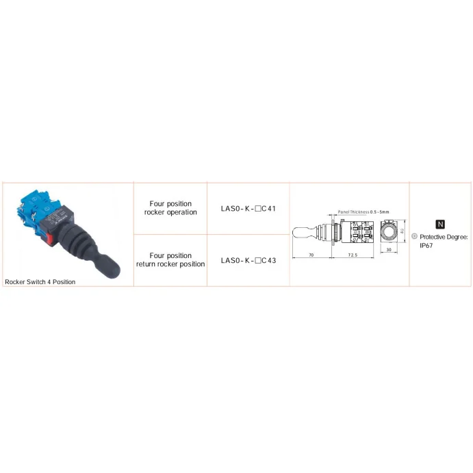 PRZEŁĄCZNIK JOYSTICK ONPOW 4P LAS0-K-40C43 MONOSTABILNY