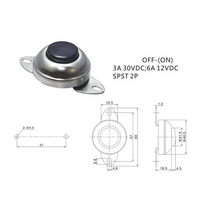 PRZEŁĄCZNIK ASW-08 MONOSTABILNY 6A 12V