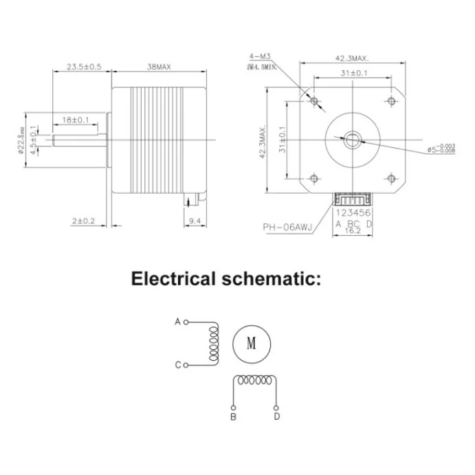 SILNIK KROKOWY 17HS4401S NEMA 17 3.8V 1.5A