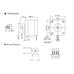 SILNIK KROKOWY NEMA 17 42BYGH 1.5A, 3.6V, 42 N.cm, 40 MM