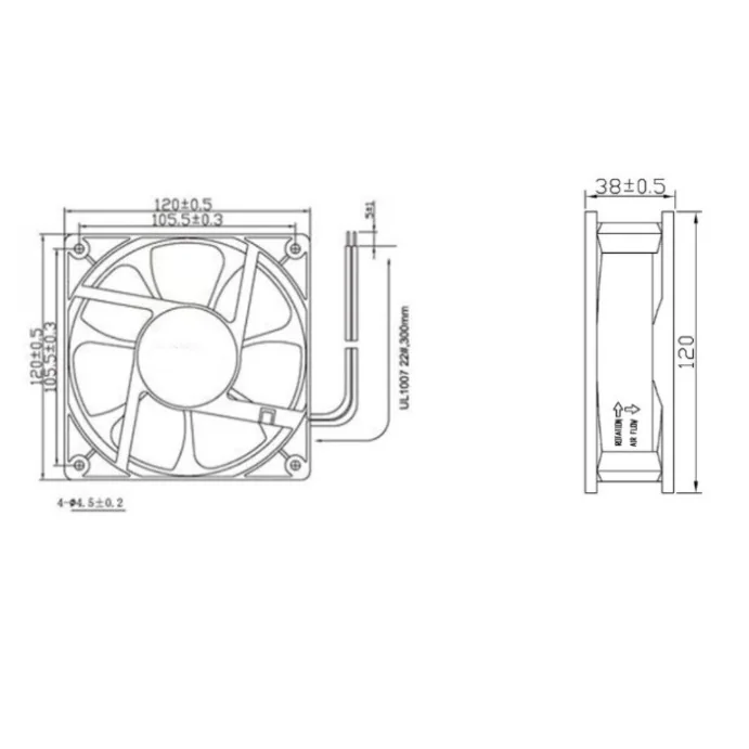 WENTYLATOR 120X120x38 0.1A 12V