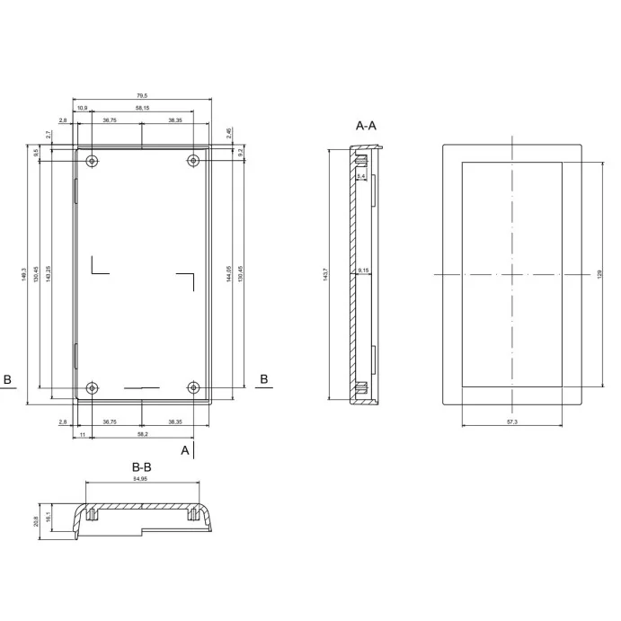 OBUDOWA PLASTIKOWA 149.3 X 79.9 X 33.1 Z44 ABS