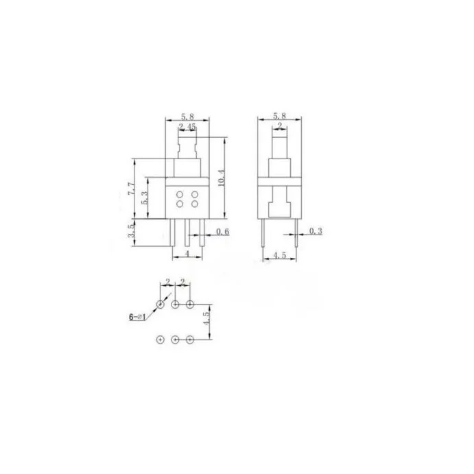 PRZEŁĄCZNIK MINIATUROWY DO DRUKU 6 PIN 5.8*5.8 MM