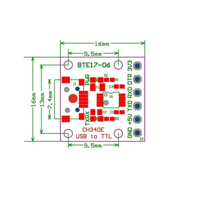 MODUŁ KONWERTER SZEREGOWY USB DO UART CH340E 5V/3.3V