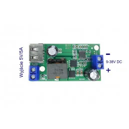 MODUŁ PRZETWORNICA STEP DOWN 9~38V - 5V 5A + GNIAZDO USB ZTA31723