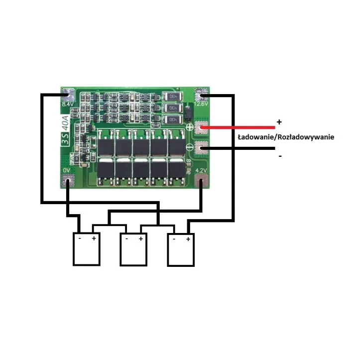 MODUŁ BMS BALANSERA 3S 40A DO AKUMULATORÓW 18650