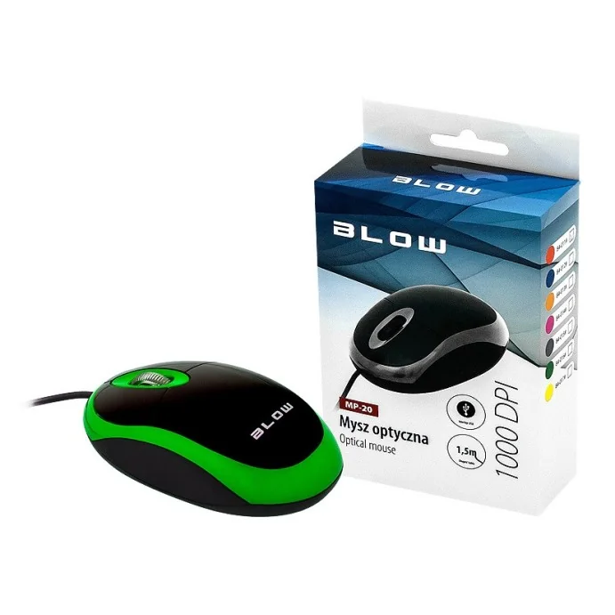 MYSZ OPTYCZNA PRZEWODOWA BLOW MP-20 USB ZIELONA