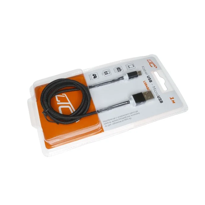 KABEL USB WTYK A - MICRO USB WTYK 1.0M CZARNY NYLON