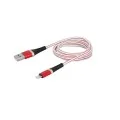 KABEL USB IPHONE APPLE LIGHTING CZERWONO-BIAŁY OPLOT 2M