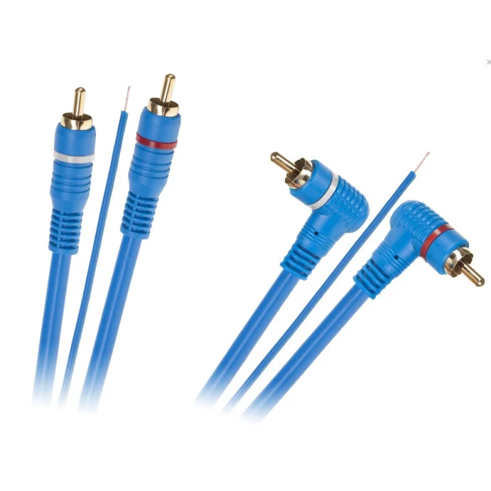 KABEL 2XRCA - 2XRCA 5M 3 ŻYŁA KĄTOWO-PROSTY DO CAR AUDIO