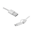 KABEL USB WTYK A - MICRO USB WTYK + ADAPTER MICRO USB NA MICRO USB TYP C 1M SREBRNY OPLOT