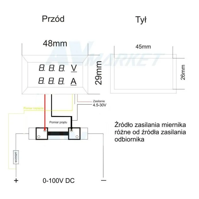 WOLTOMIERZ AMPEROMIERZ 100V 100A + BOCZNIK