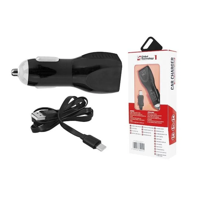 ŁADOWARKA SAMOCHODOWA 2 X USB Z KABLEM USB TYPU C 2.4A PHANTOM