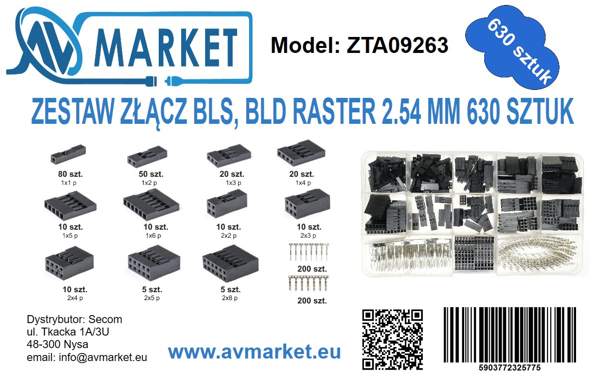 Zestaw złączy BLS, BLD wraz z konektorami 630 sztuk